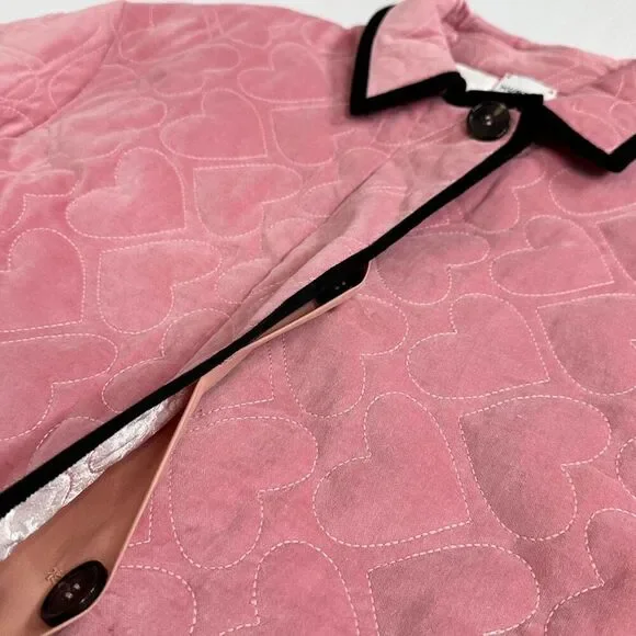 Hunter Bell Hightower Coat Pink Heart Quilted Velvet Factory Sample Sz 4 - Picture 11 of 16